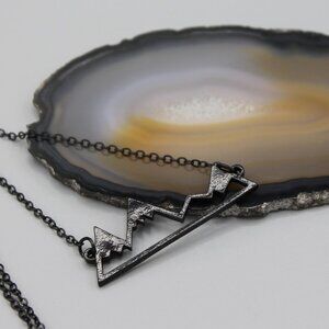 Jewelry necklace mountain mountains travel explore black tone fashion new